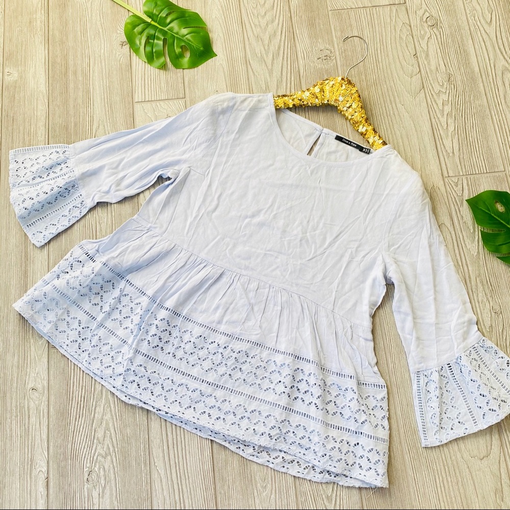 NWOT Doe & Rae dusty blue blouse
